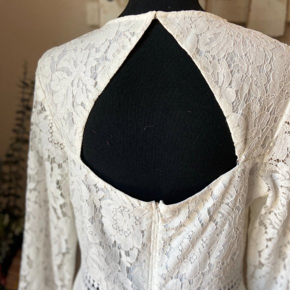 NWT Truth & Fable White/Cream Lace A-Line Midi Dress Open Back L - Picture 6 of 8